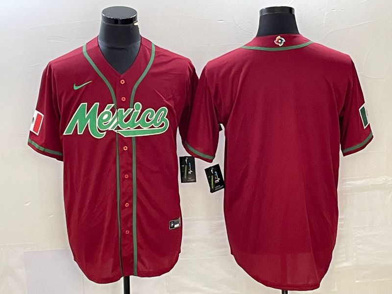 Men 2023 World Cub Mexico Blank Red Nike MLB Jersey